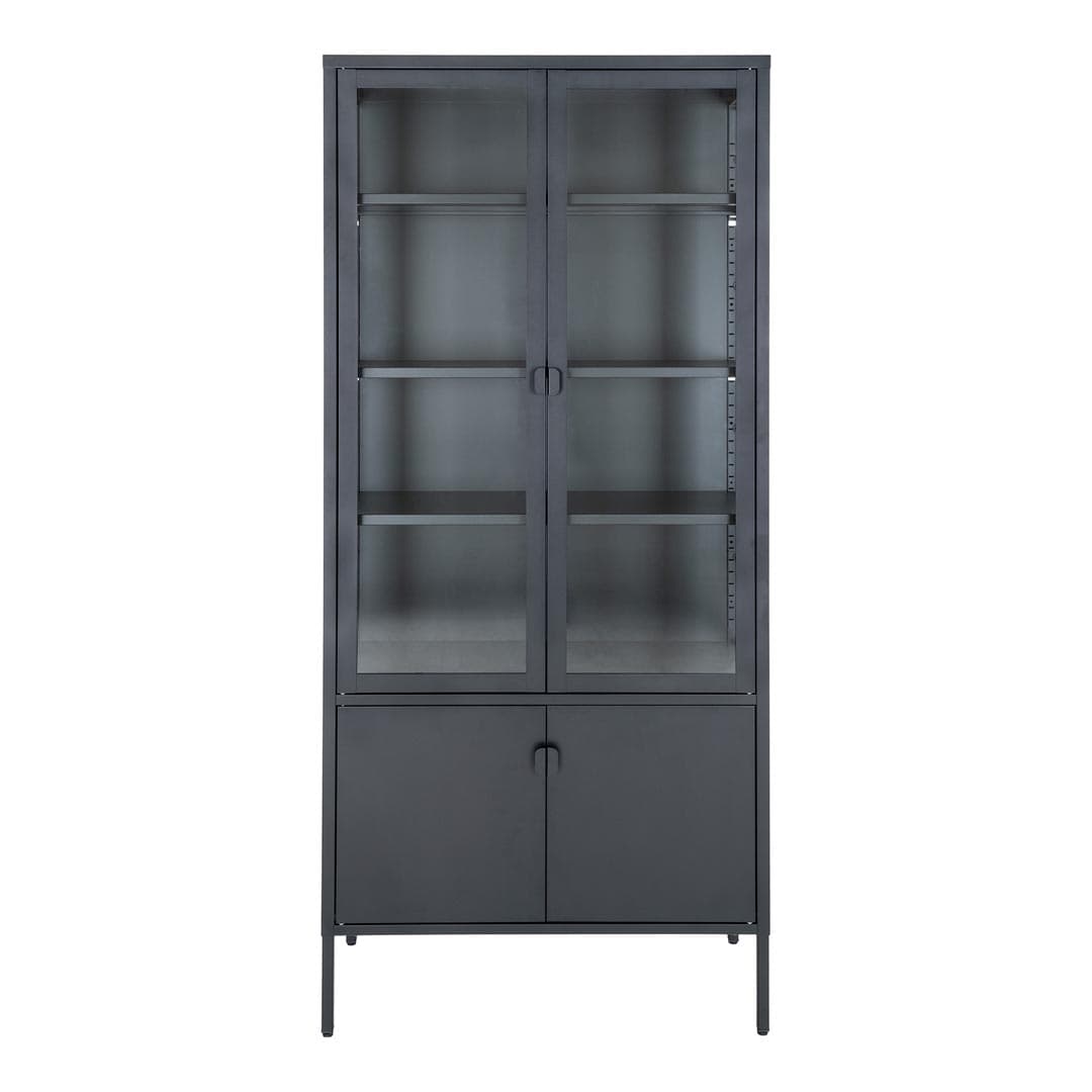 Brisbane Vitrinenschrank 4 Türen schwarz.