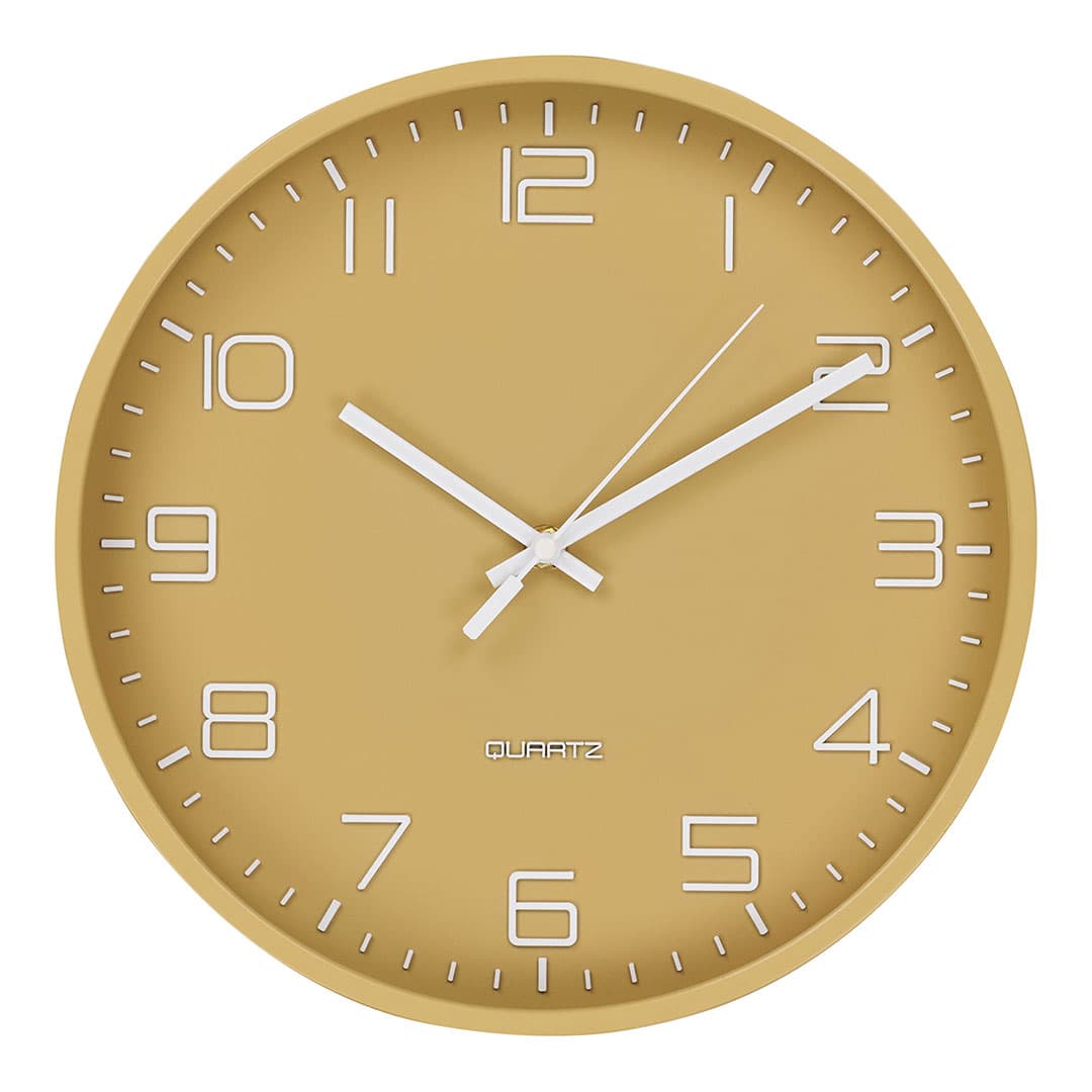 Rosolini Wanduhr lautlos Ø30cm Ocker.