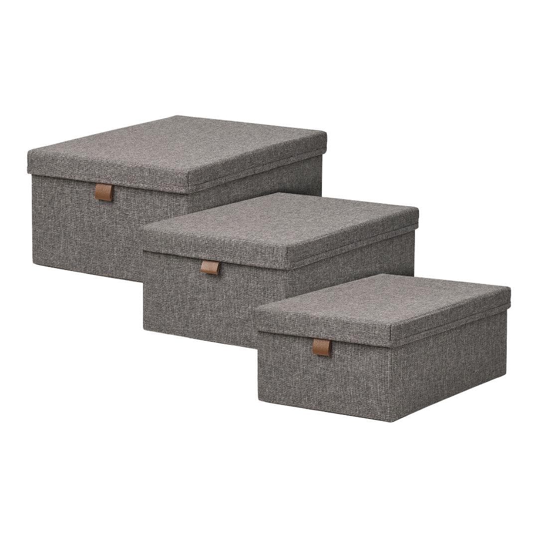 Majken Korb Set mit 3 dunkelgrau.