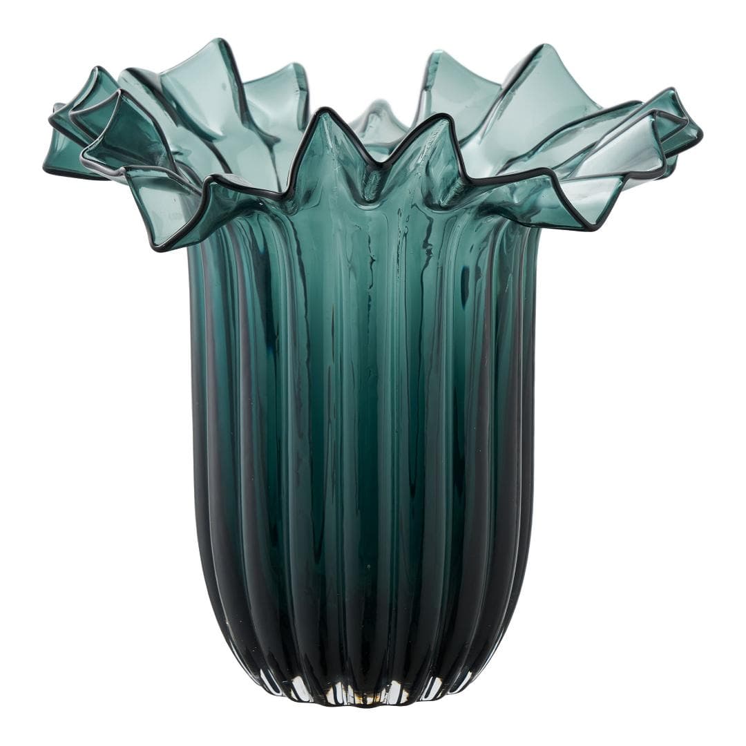 Lykke Vase mundgeblasenes Glas dunkelgrün.
