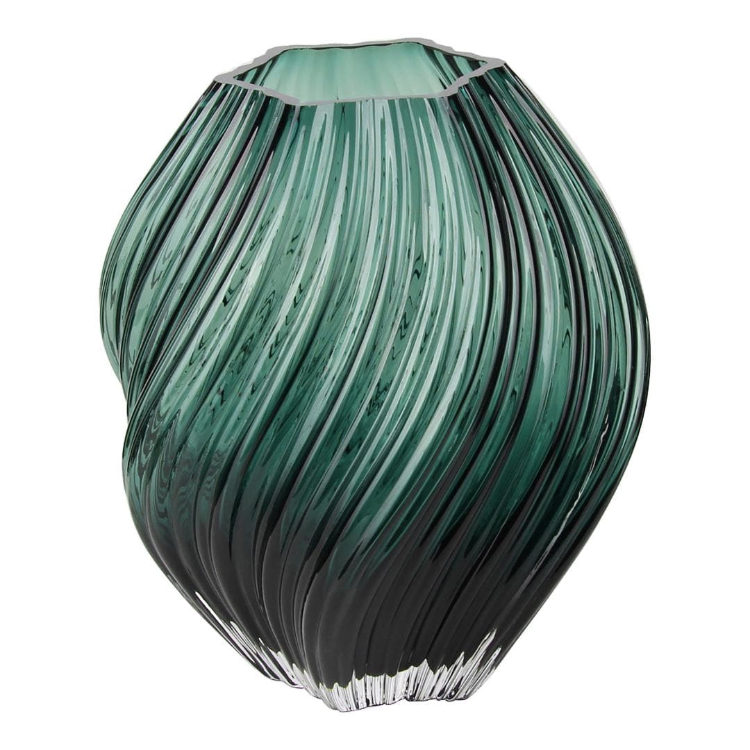 Lykke Vase mundgeblasenes Glas dunkelgrün.