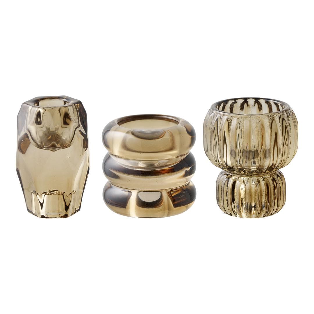 Vera Kerzenhalter Set mit 3 smoked braun.