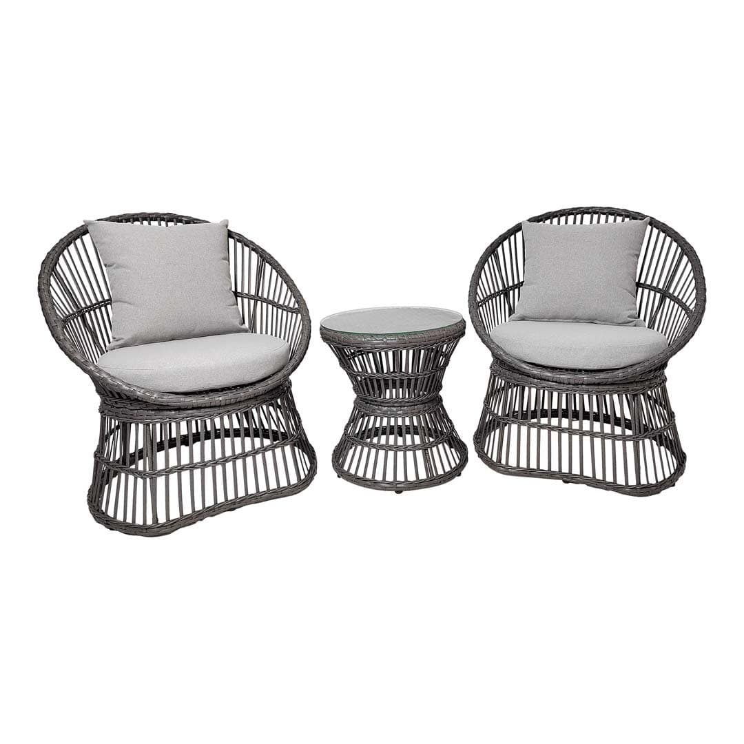 Natal Lounge-Set inkl. Sitzkissen Garten Rattan,grau.