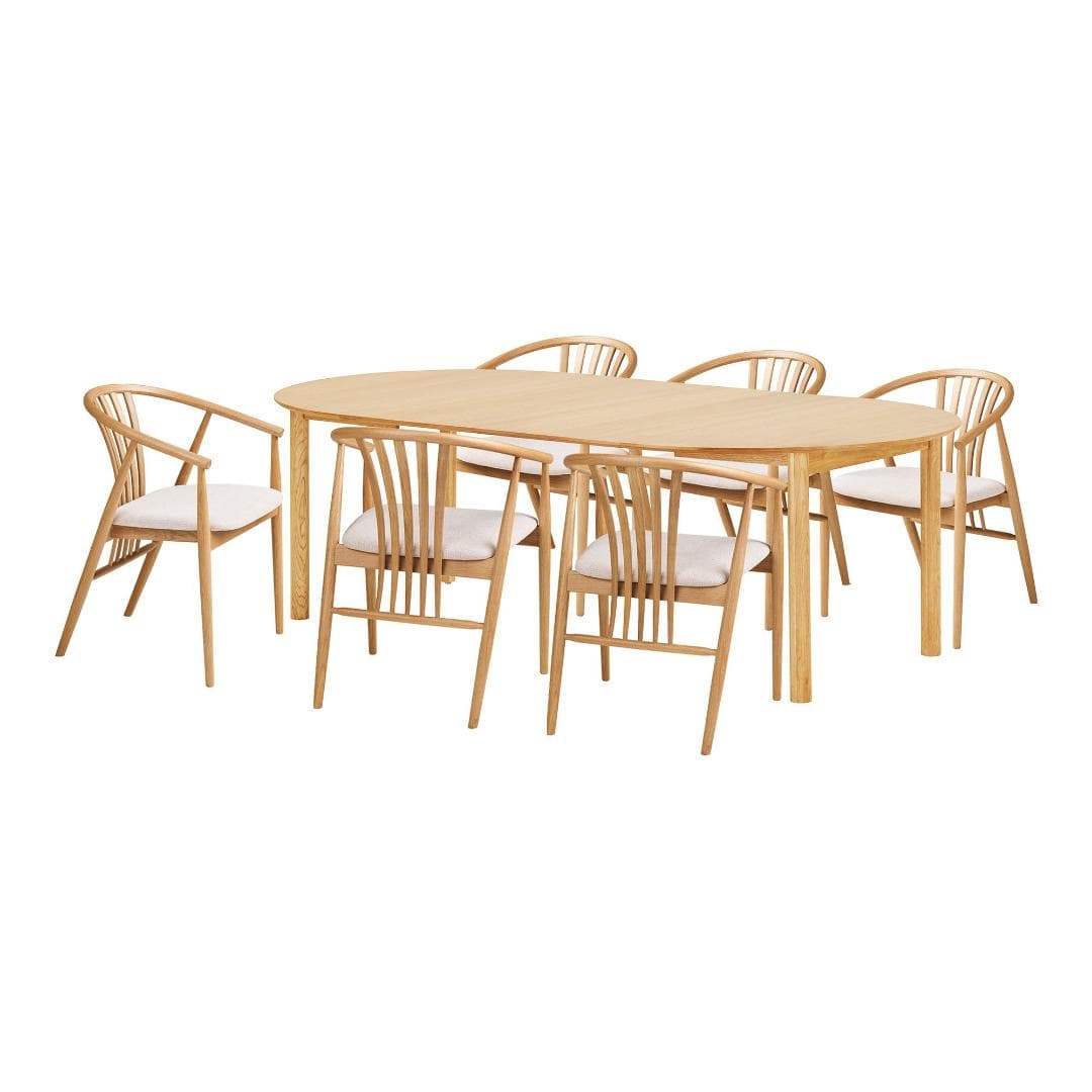 Bjørg Essgruppe Esstisch 6 Stühle natur.