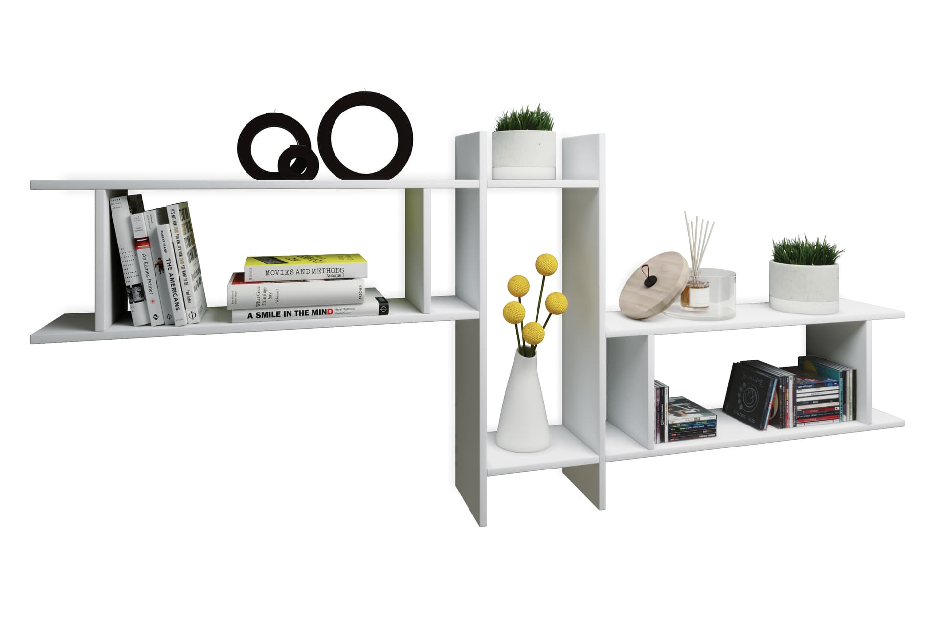 Sirola Maxi Regal Wandmontage mit 5 Fächern weiß.