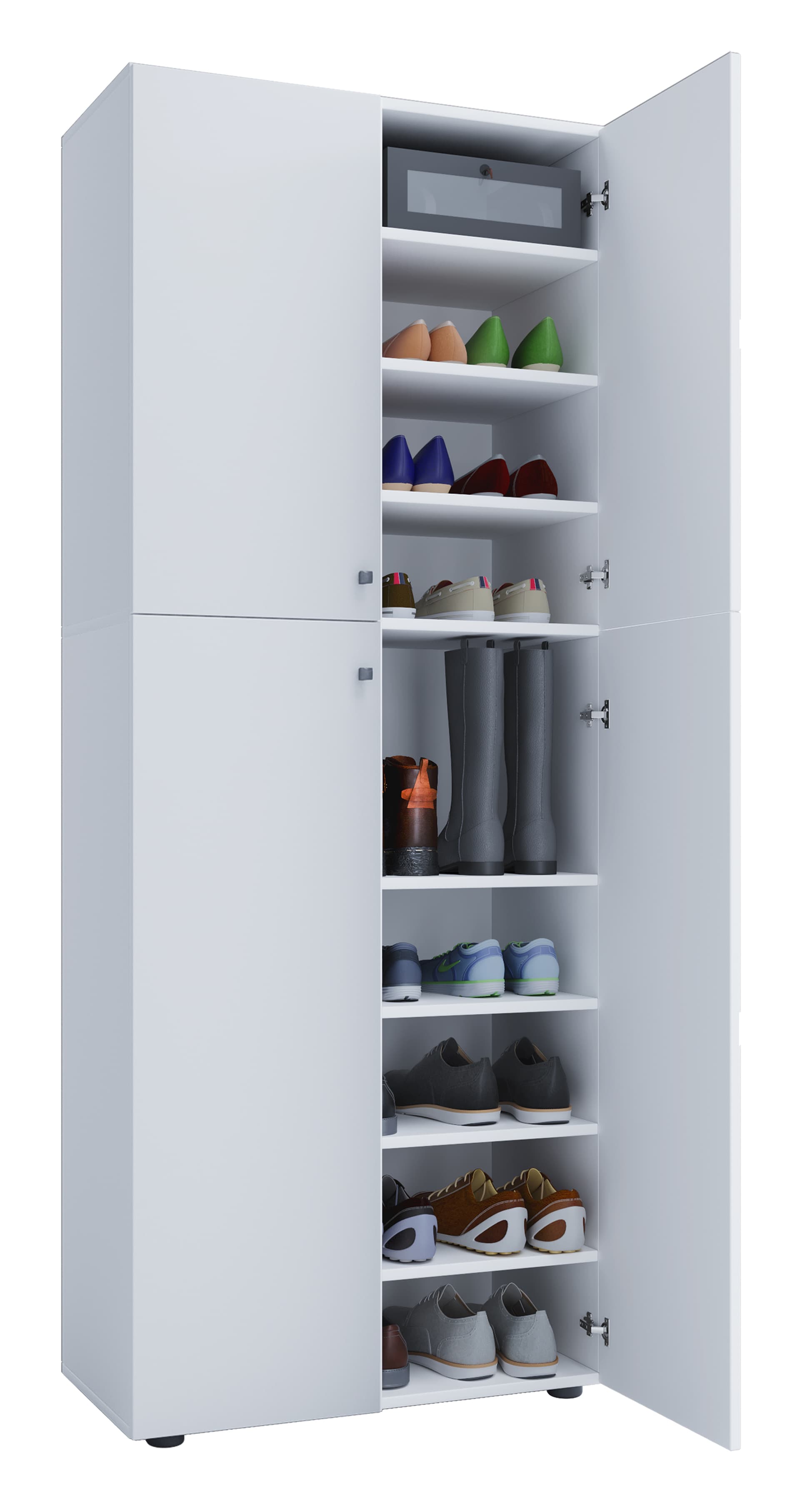 Lona XXL Schuhschrank 4 Türen Weiß.
