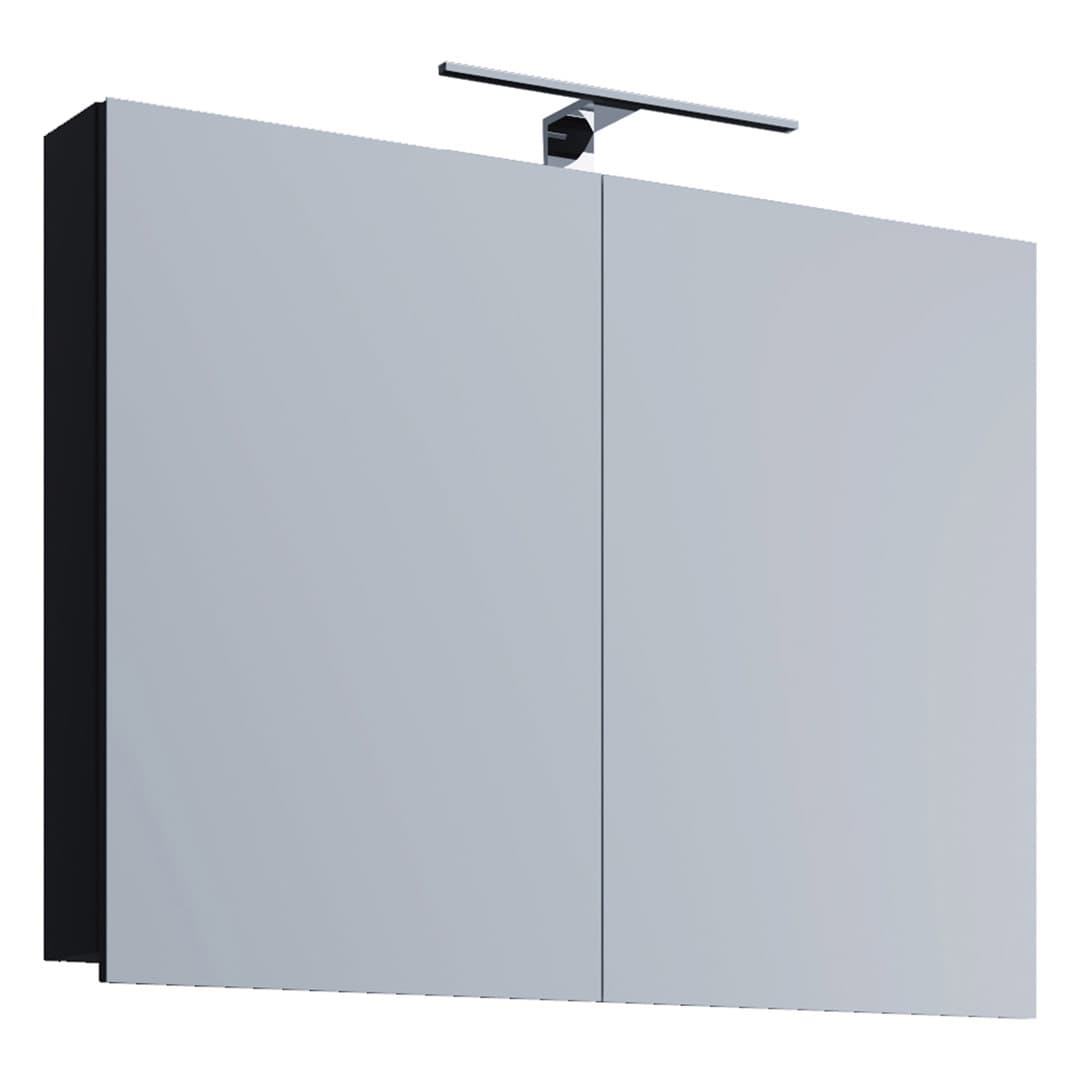 VCB1 Bad Wandschrank m Spiegel Spiegelschrank 60 cm inkl. Licht Schwarz.