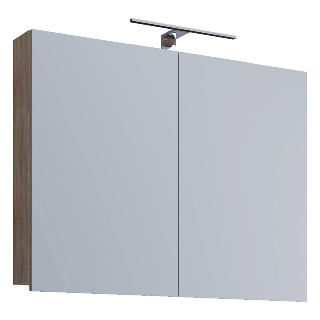 VCB1 Bad Wandschrank m Spiegel Spiegelschrank 60 cm inkl. Licht Sonoma Eiche Dekor.