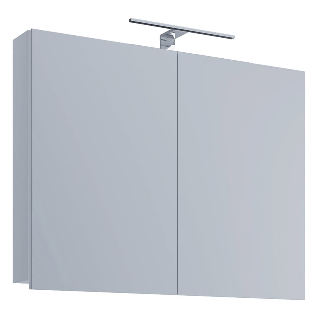 VCB1 Bad Wandschrank m Spiegel Spiegelschrank 80 cm inkl. Licht Weiß.