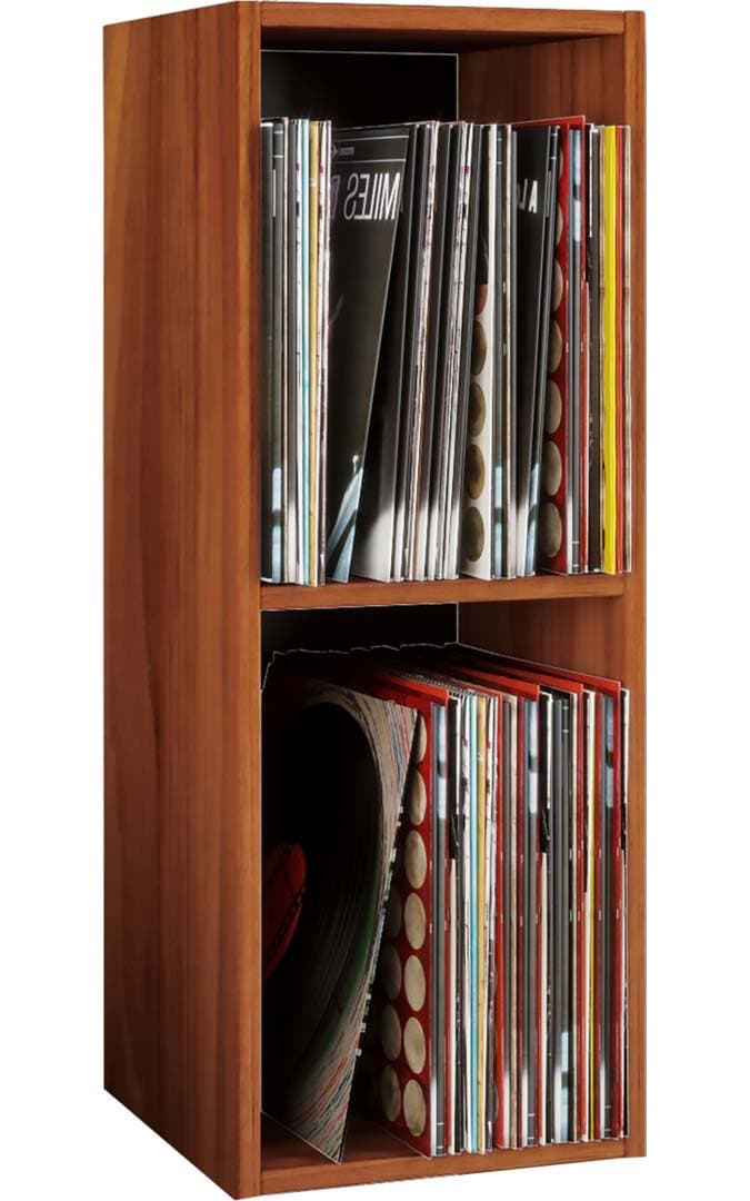 Platto2 Regal für LP 2 Ablagen Nussbaum dekor.