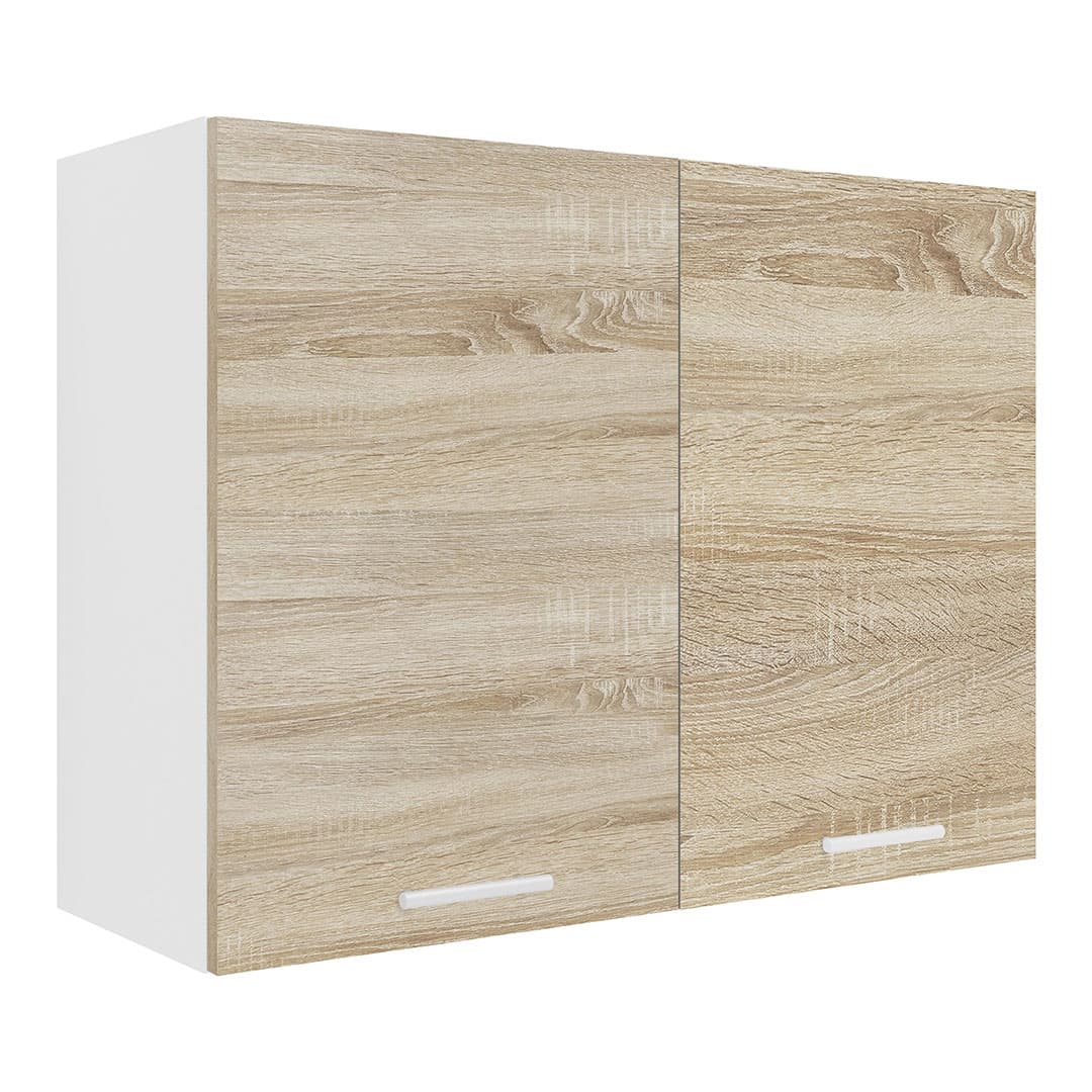 Esilo Küchenoberschrank 80 cm 2 Türen weiß, Eiche Dekor.