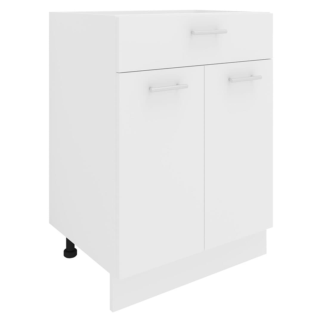 Esilo Küchenunterschrank 60 cm 2 Türen, 1 Schublade weiß.