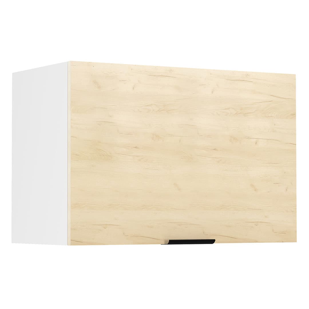 Fasola Küchenoberschrank , für Abzug 60 cm 1 Tür Eiche Dekor, weiß.