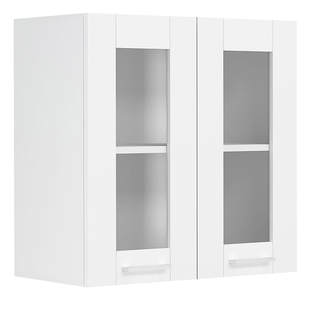 Colura Küchenoberschrank 80 cm 2 Glasstüren weiß.
