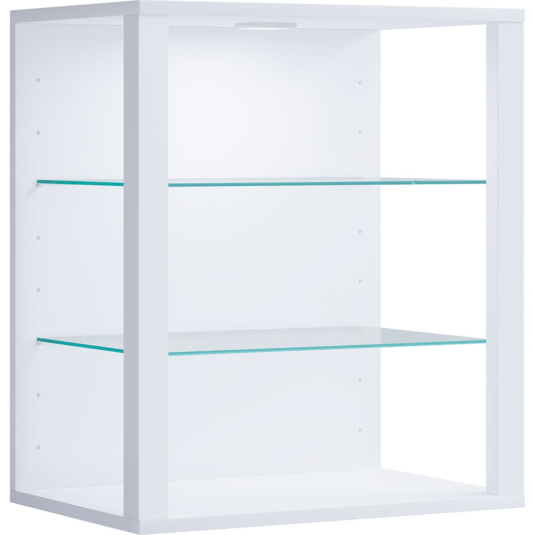 GlasolSW Vitrinenschrank wandhängend weiß.