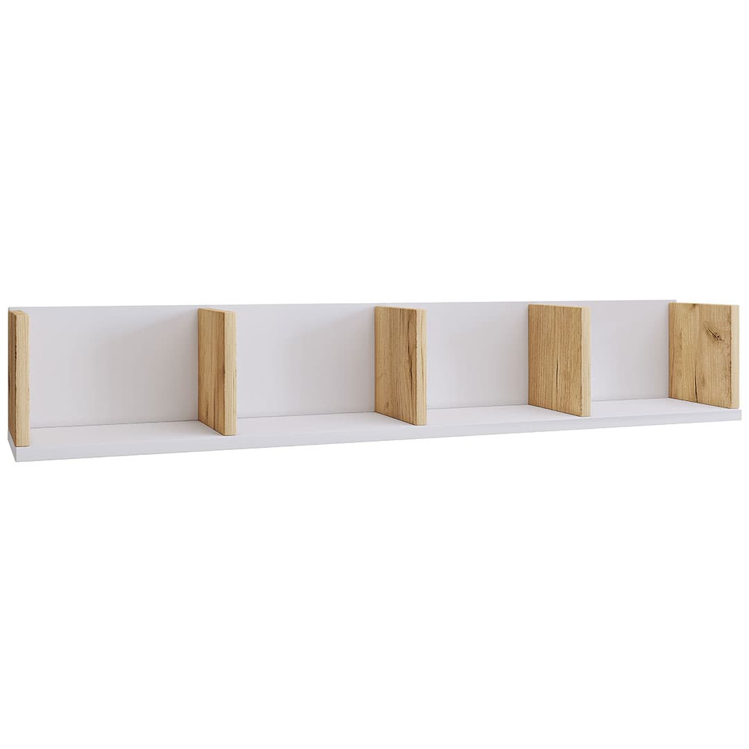 Honsa Regal wandhängend 4 Ablagen weiß, Eiche dekor.