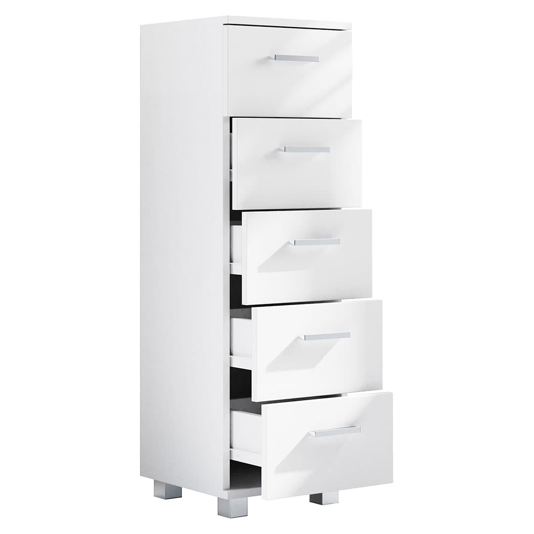 ZaloMSB Badschrank 5 Schubladen weiß.