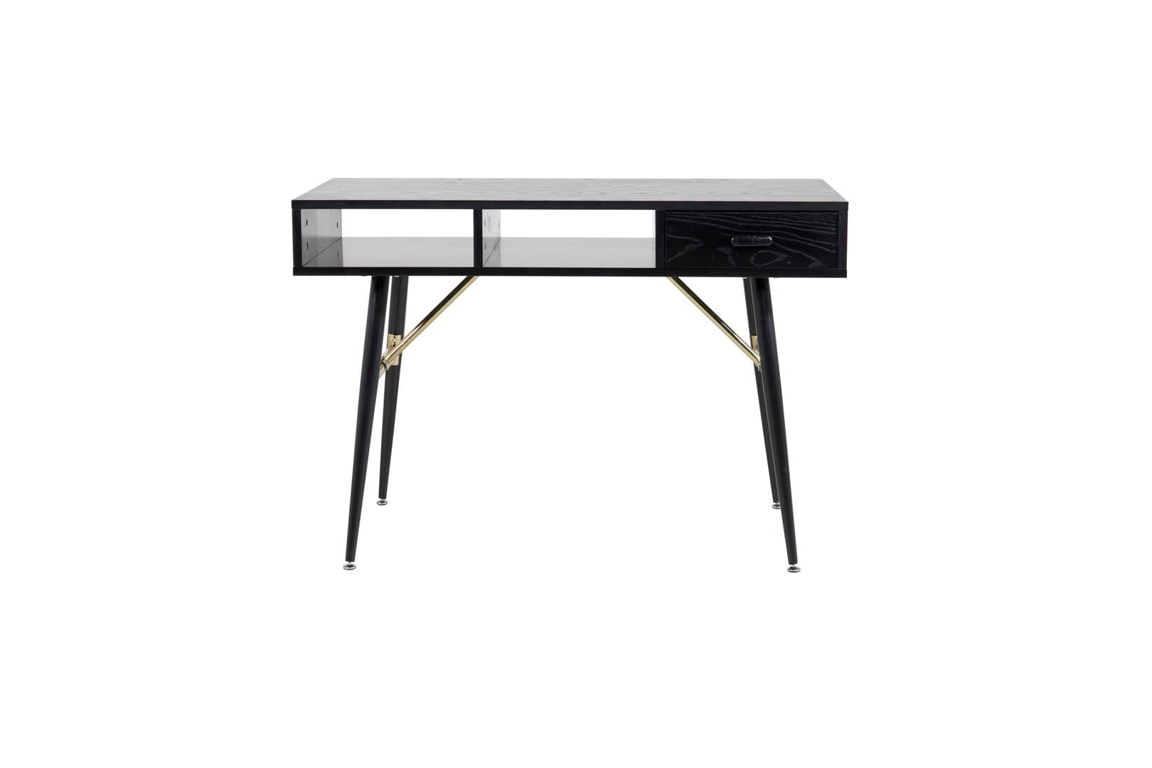 GoldDesk Schreibtisch mit Ablage und Schublade 110x60 cm schwarz.