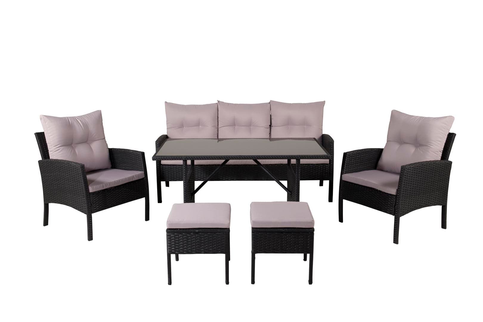 Knock Gartenset 6 Teile schwarz, grau.