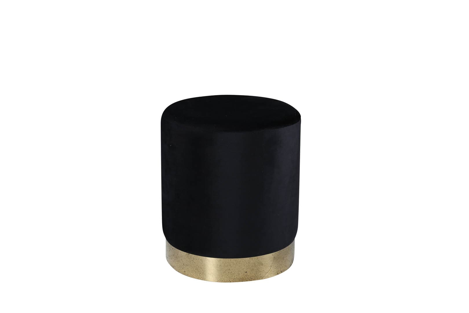 Benji Pouf, Hocker Ø35cm Velour schwarz, Messing.