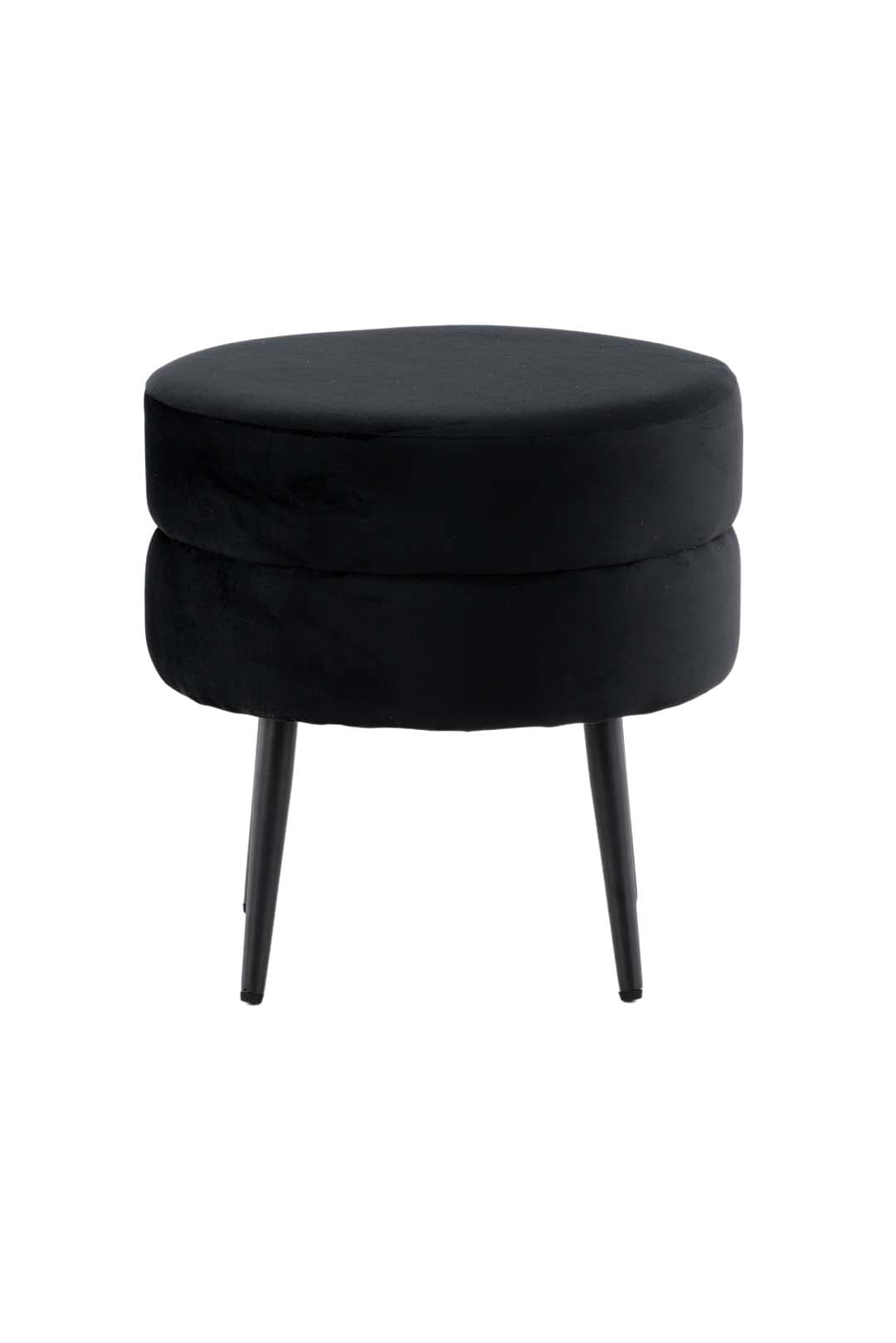 Pot Pouf Ø40cm Velour schwarz.