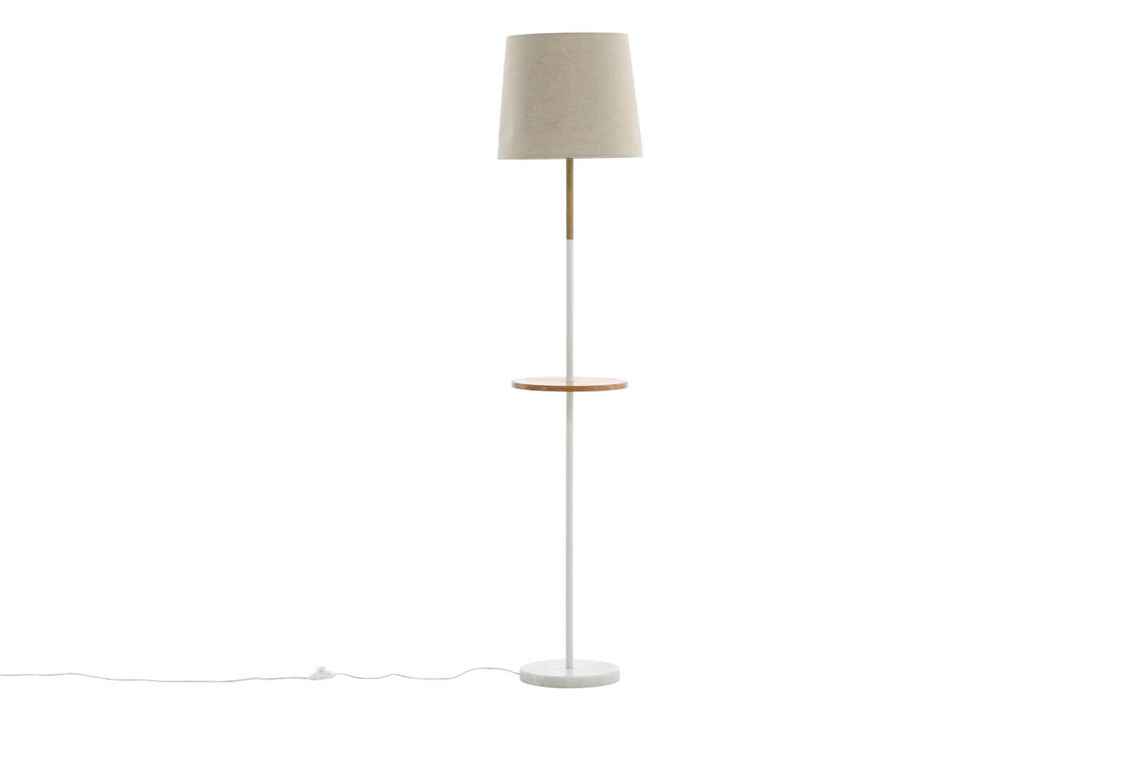 Hattman Beleuchtung Stehlampe 36x36x165cm stof beige, weiß, Holz.