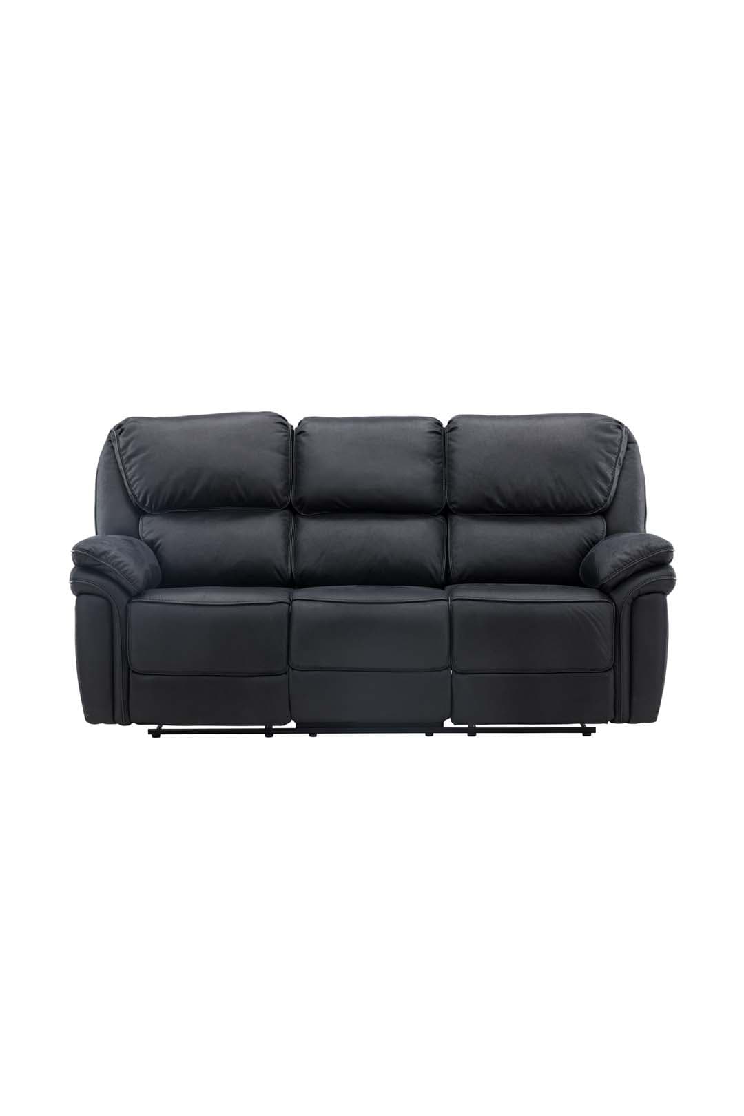 Saranda Sofa 3 Personen, elektrischer Recliner mit Fußstütze schwarz.