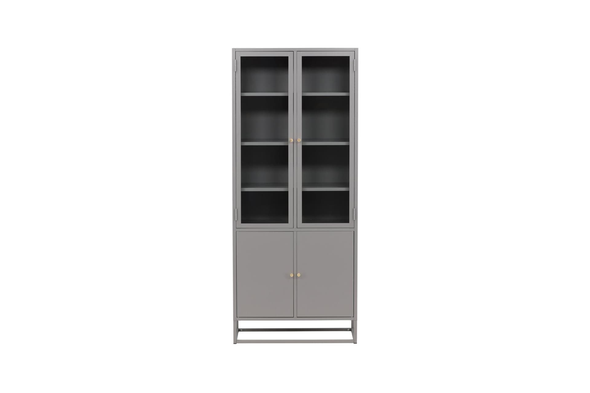 Bakal Vitrinenschrank 2 Glastüren, 2 Standardtüren grau.