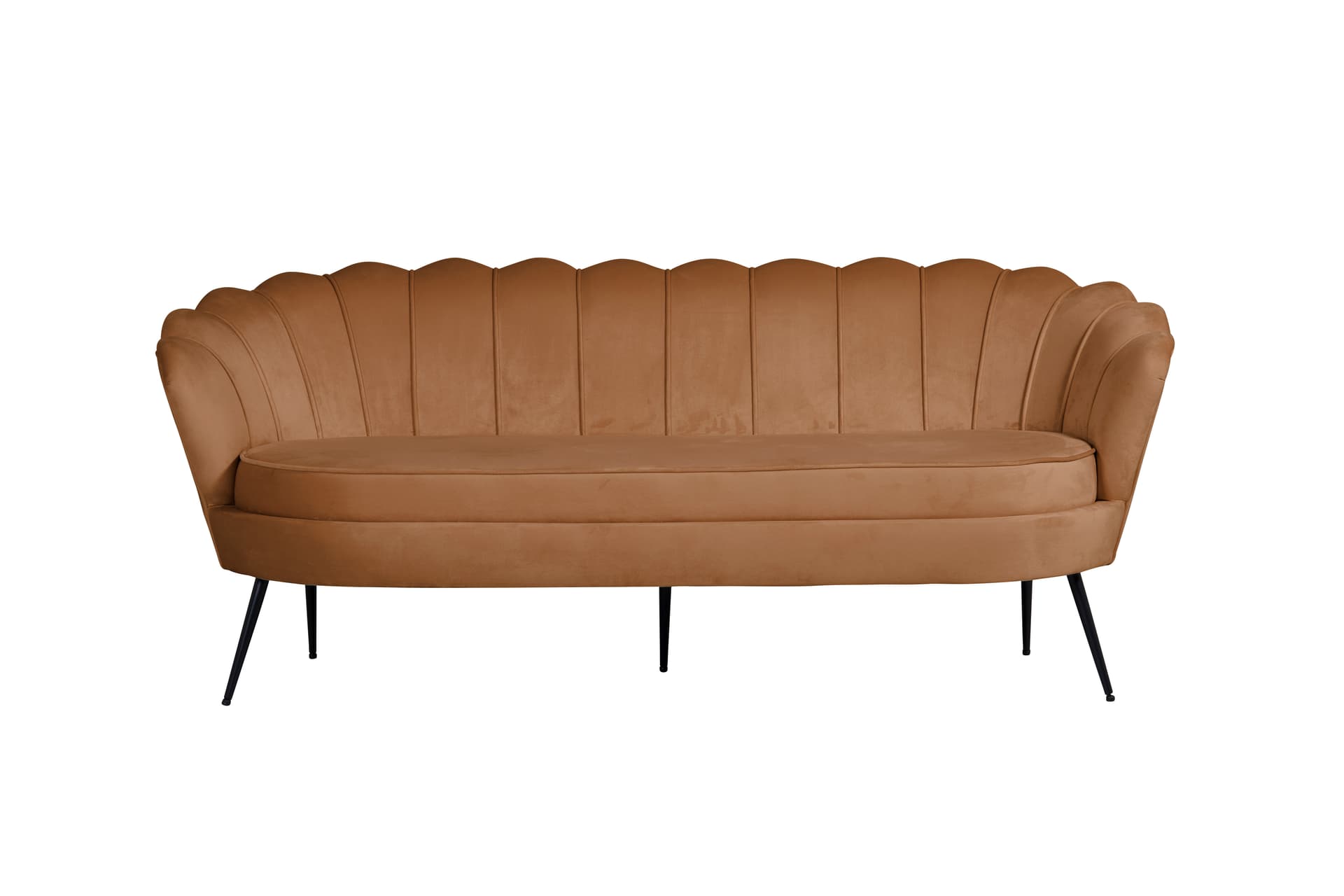 Nice Sofa 3 Personen velour cognac Farben.