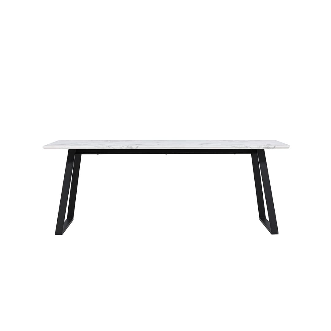 Malaga Esstisch Marmor dekor 90x200cm weiß,schwarz.