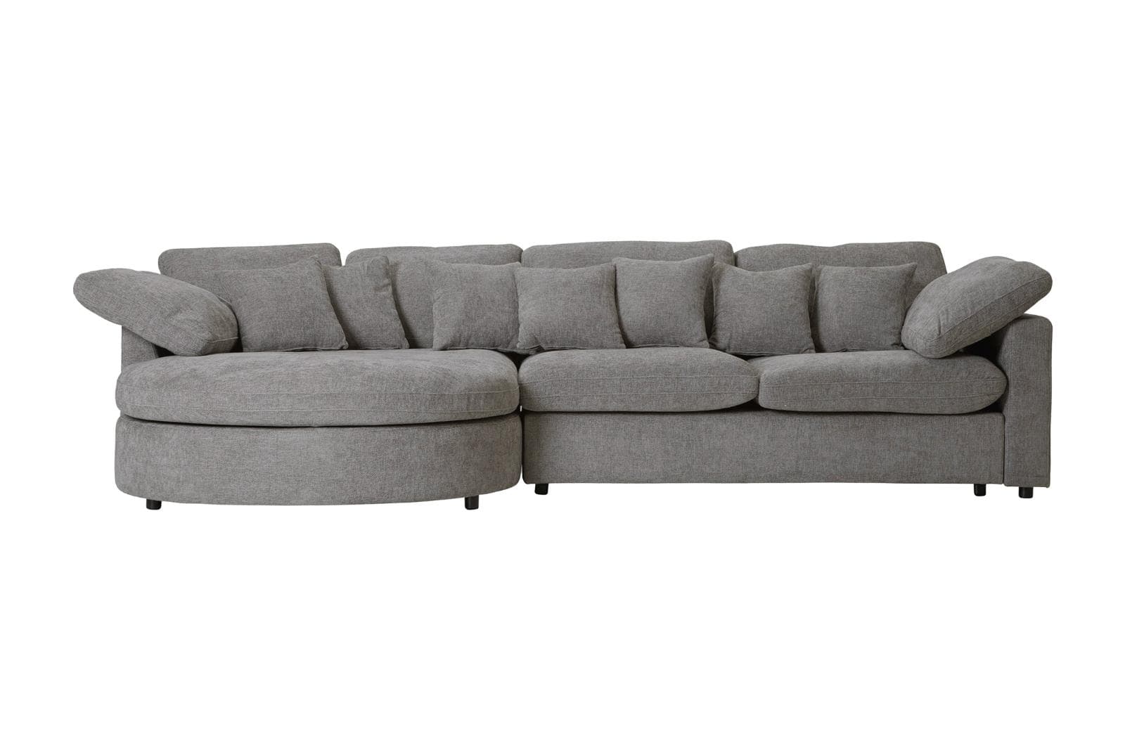 Mandal Chaiselongsofa linksseitig inkl. 7 Kissen Bouclé grau.
