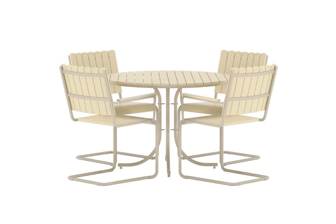 Holmsund Gartenset Tisch 100x100cm 4 Stühle beige.