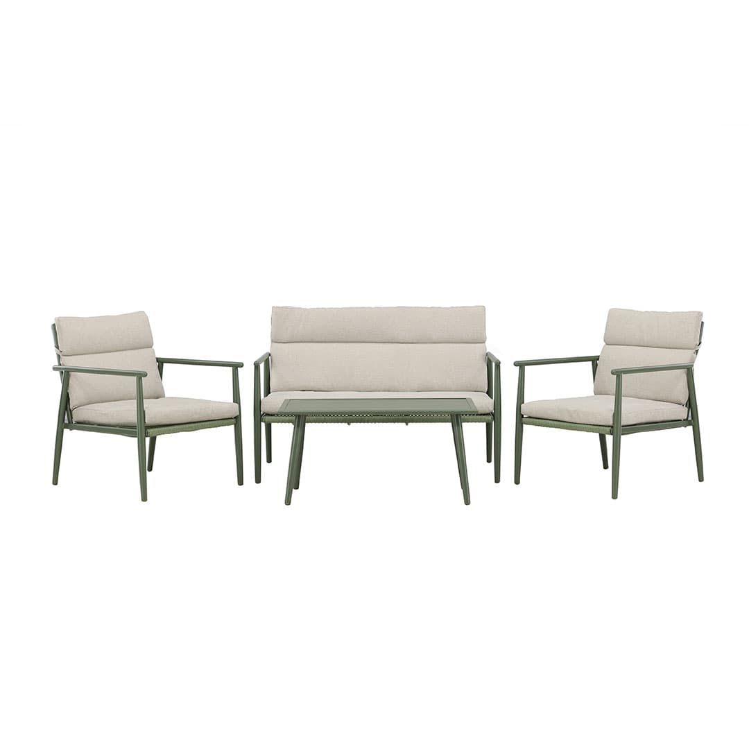 Mazzaro Loungeset 1 Sofa, 2 Stühle, 1 Couchtisch grün.