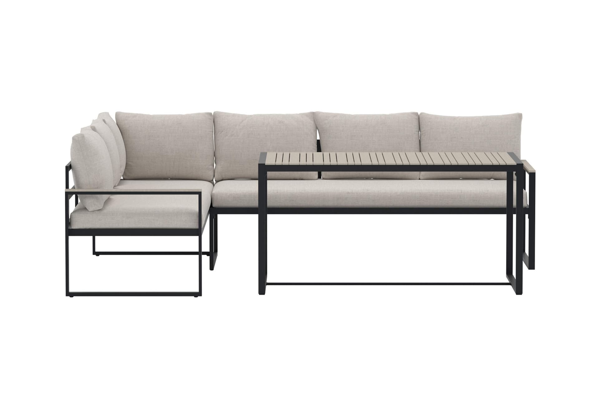 Ios Garten Lounge Ecksofa 3+2-Sitzer und Couchtisch Natur.
