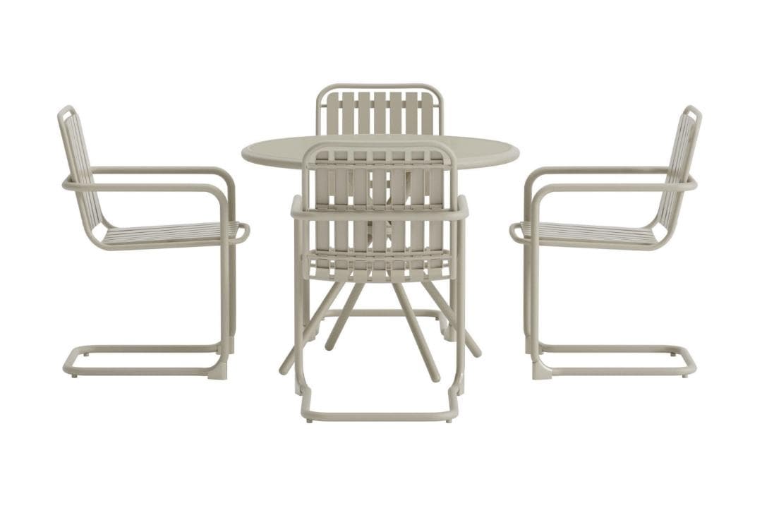 Chios Gartenset Tisch 90x90cm 4 Stühle beige.