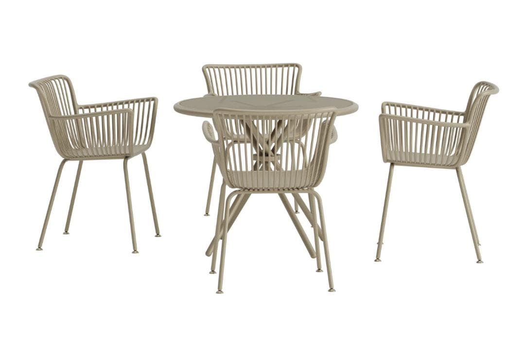 Sifnos Gartenset Tisch 90x90cm 4 Stühle beige.
