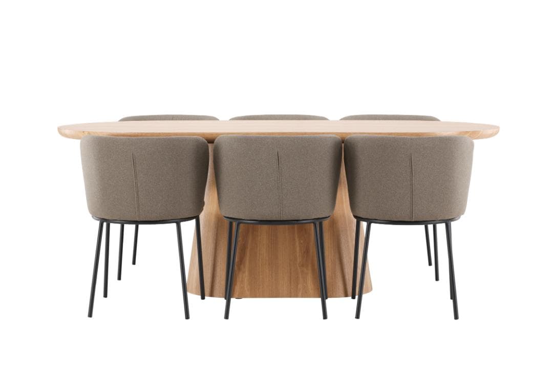 Stjärnö Essgruppe Tisch 90x200cm und 6 Stühle natur, braun.
