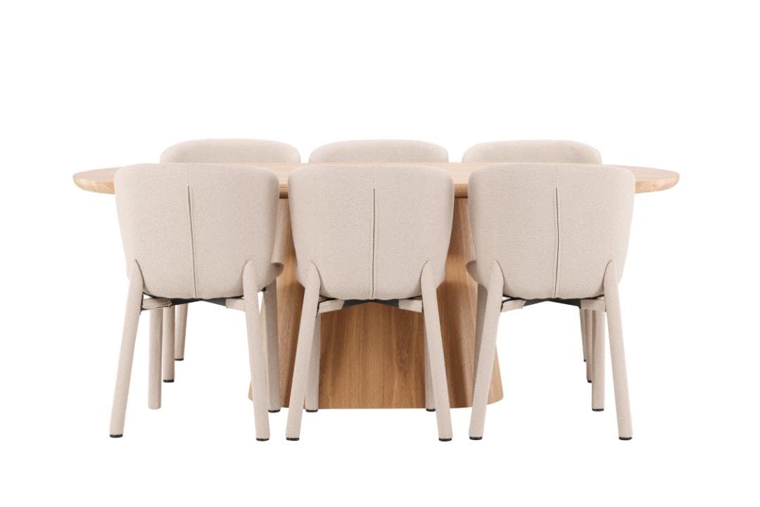 Stjärnö Essgruppe Tisch 90x200cm und 6 Stühle natur, beige.