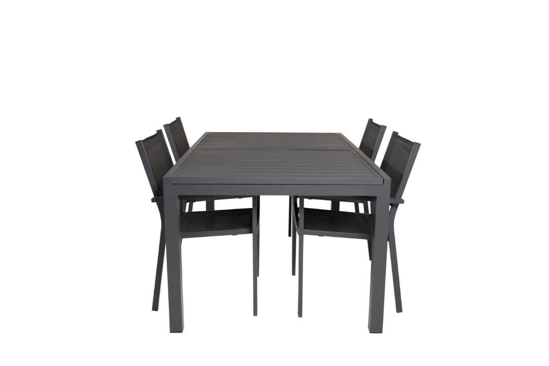 Marbella Gartenset Tisch 100x160cm 4 Stühle Copacabana schwarz.
