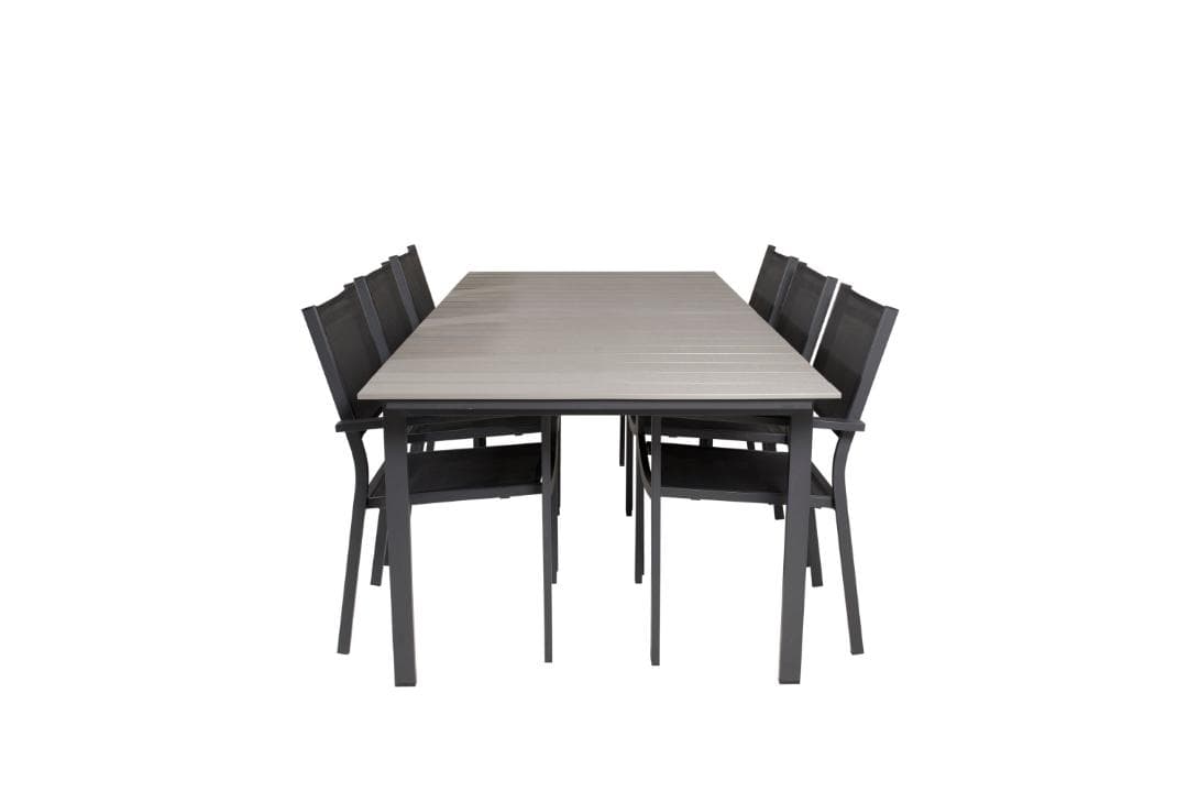 Levels Gartenset Tisch 229x100cm 6 Stühle Copacabana schwarz.