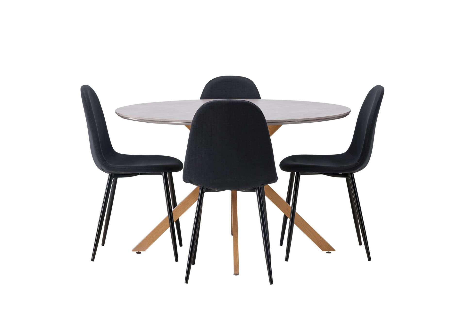 Piazza Essgruppe Esstisch grau 4 Stühle schwarz.