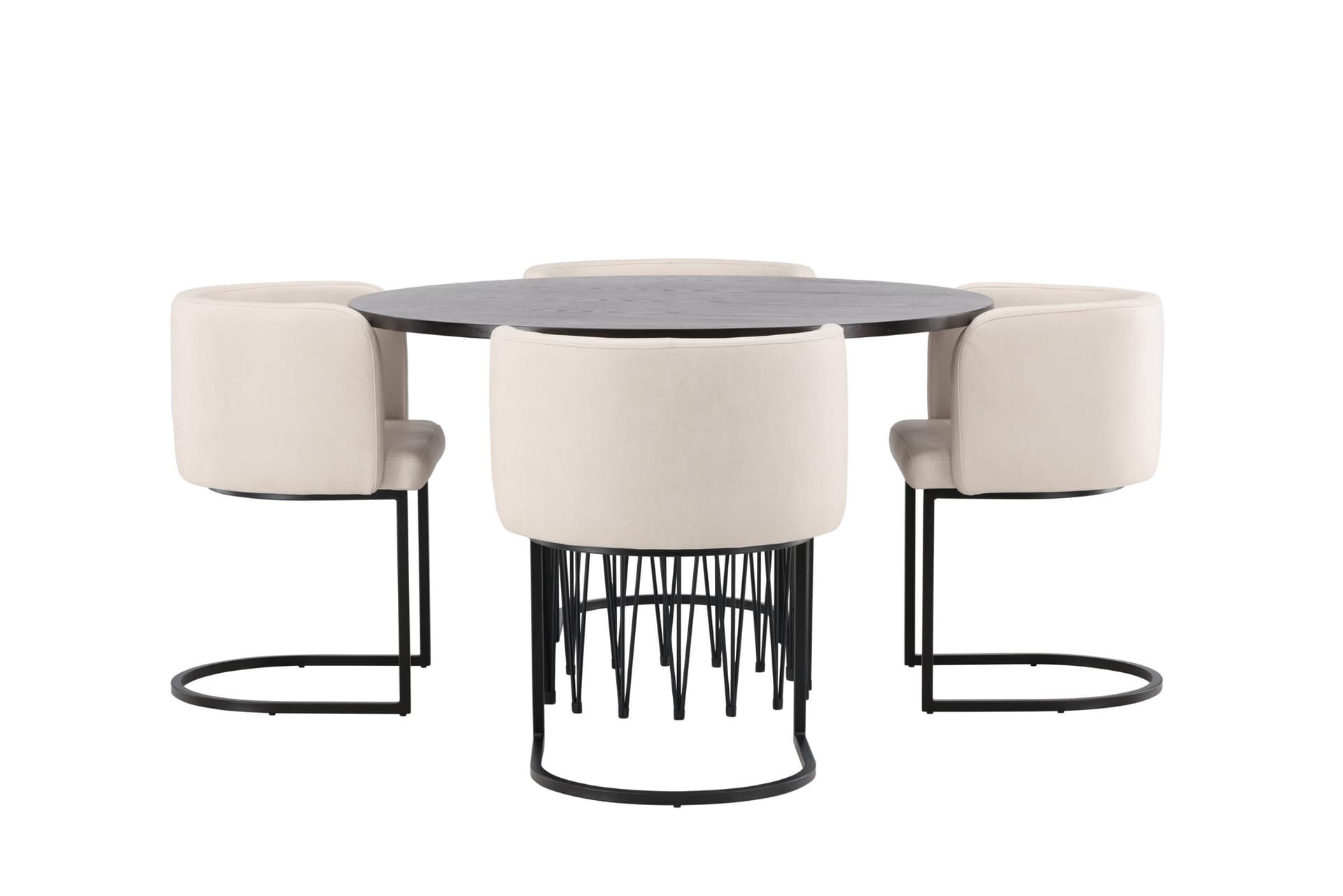 Stone Essgruppe Esstisch schwarz 4 Stühle beige.