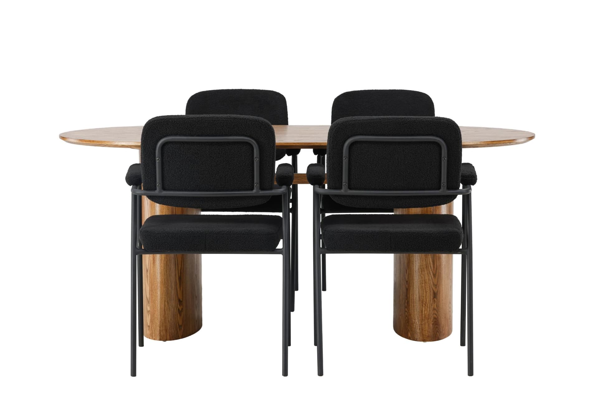 Isolde Essgruppe Esstisch Natur 4 Stühle Bouclé schwarz.