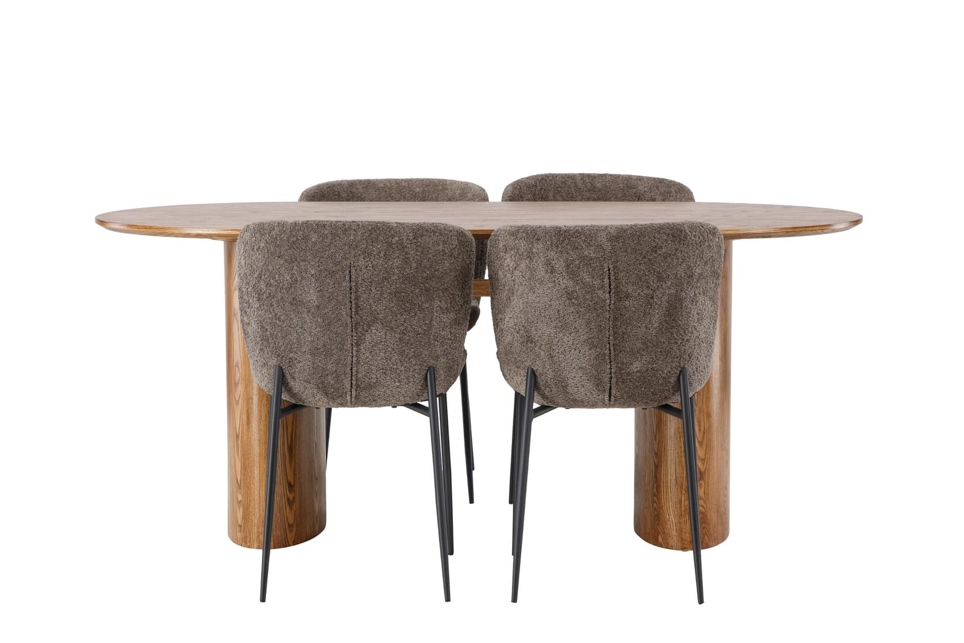 Isolde Essgruppe Esstisch Natur 4 Stühle Bouclé braun.