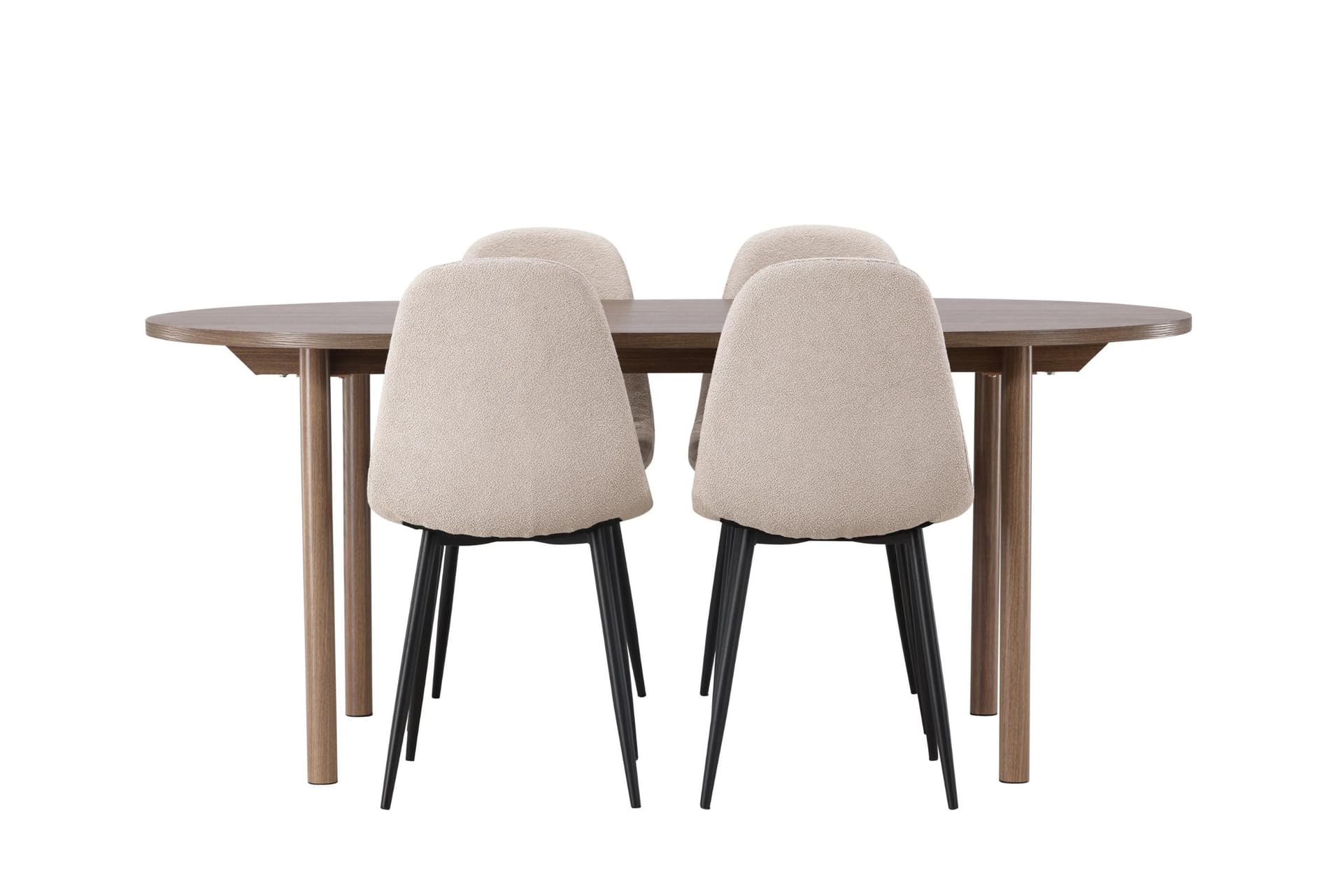 Andy Essgruppe Esstisch Natur 4 Stühle Bouclé beige.