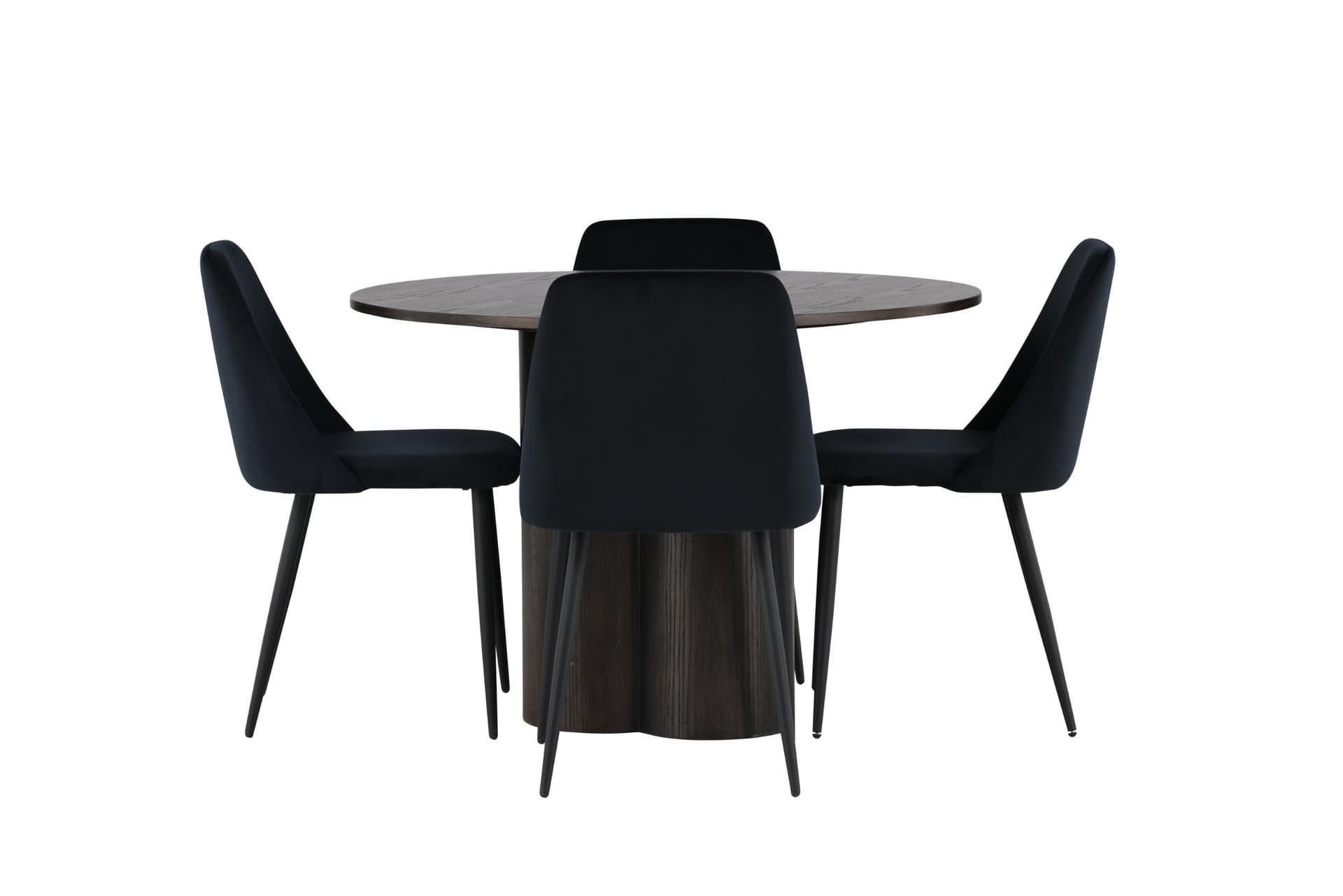 Olivia Essgruppe Esstisch Mokka 4 Stühle Velours schwarz.