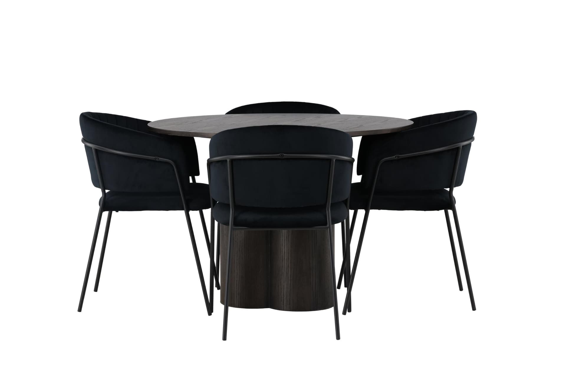 Olivia Essgruppe Esstisch Mokka 4 Stühle Velours schwarz.