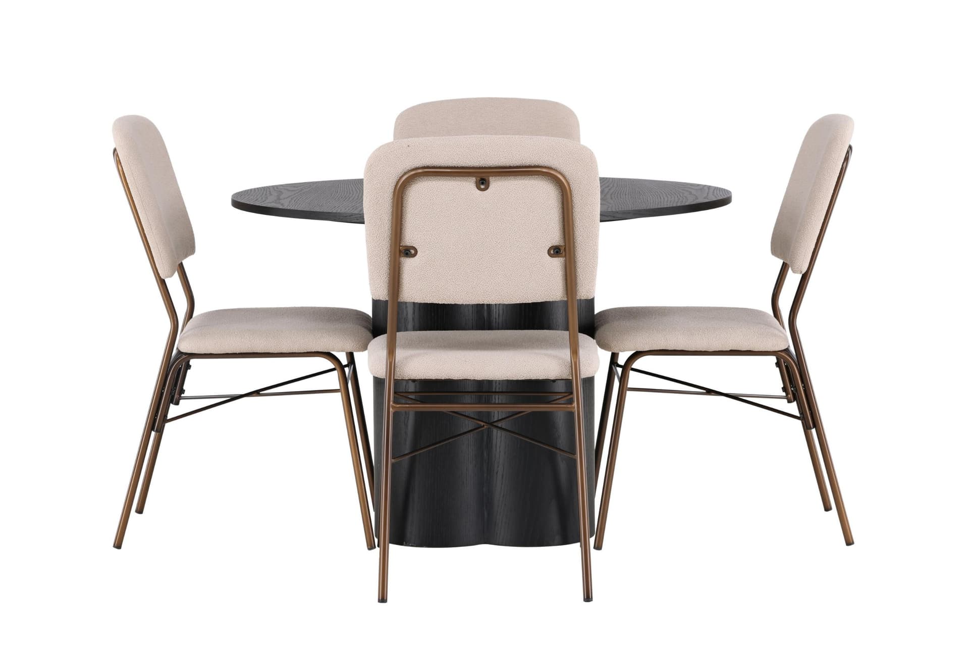 Olivia Essgruppe Esstisch schwarz 4 Stühle beige.