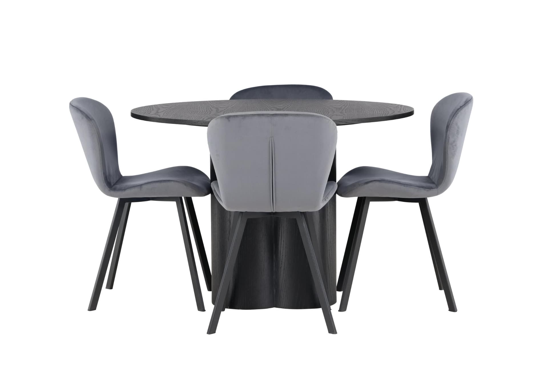 Olivia Essgruppe Esstisch schwarz 4 Stühle grau.
