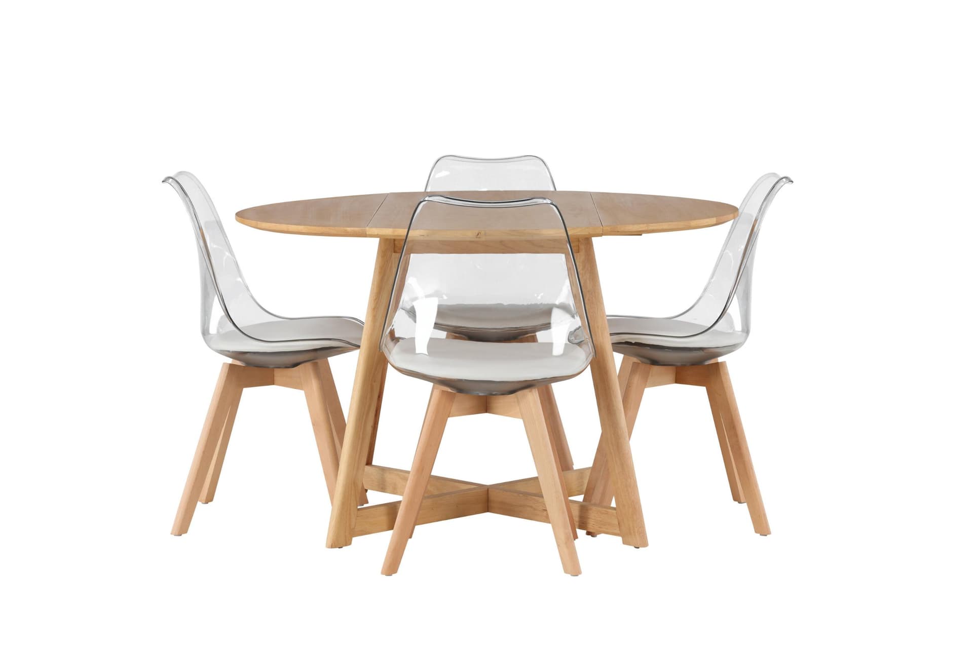 Yakidon Essgruppe Esstisch mit Auszug braun 4 Stühle Kunststoff Natur.